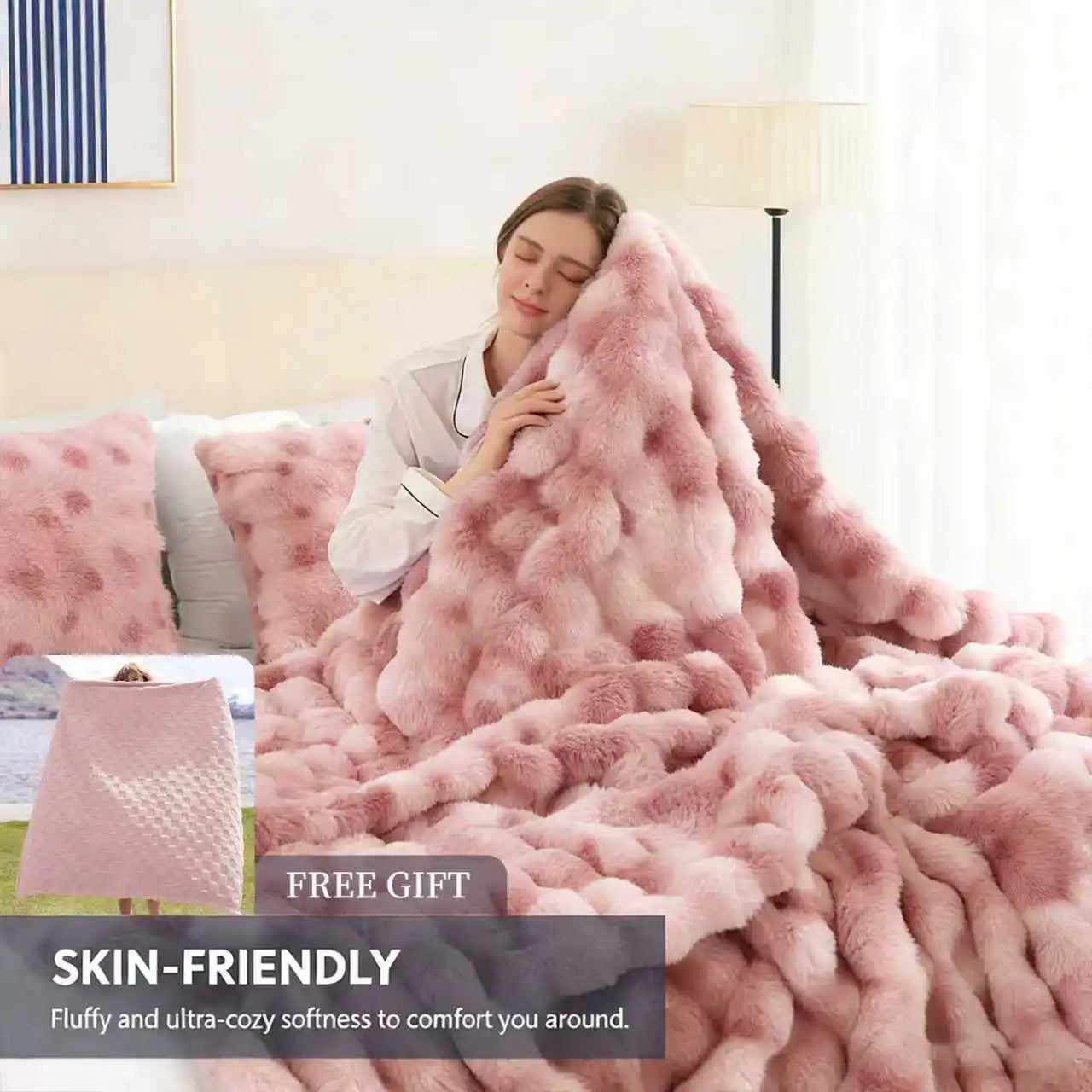 Rosekind Faux Fur Rabbit Blanket Soft Warm Bed Sofa Decor