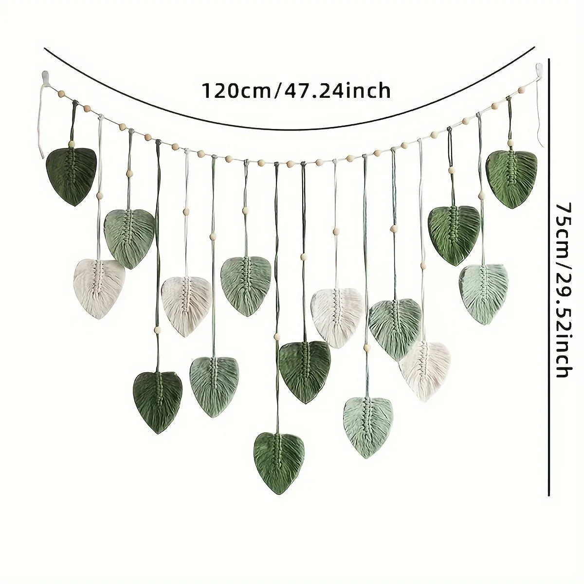 Modern Woven Wall Decor With Green Leaves Bohemian Style