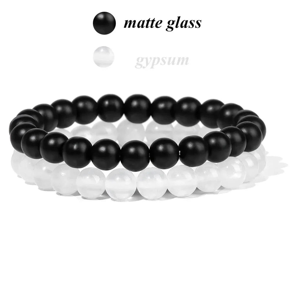 GolbalJew 2-Piece Natural Stone Bead Bracelet Set Unisex Fashion Gift