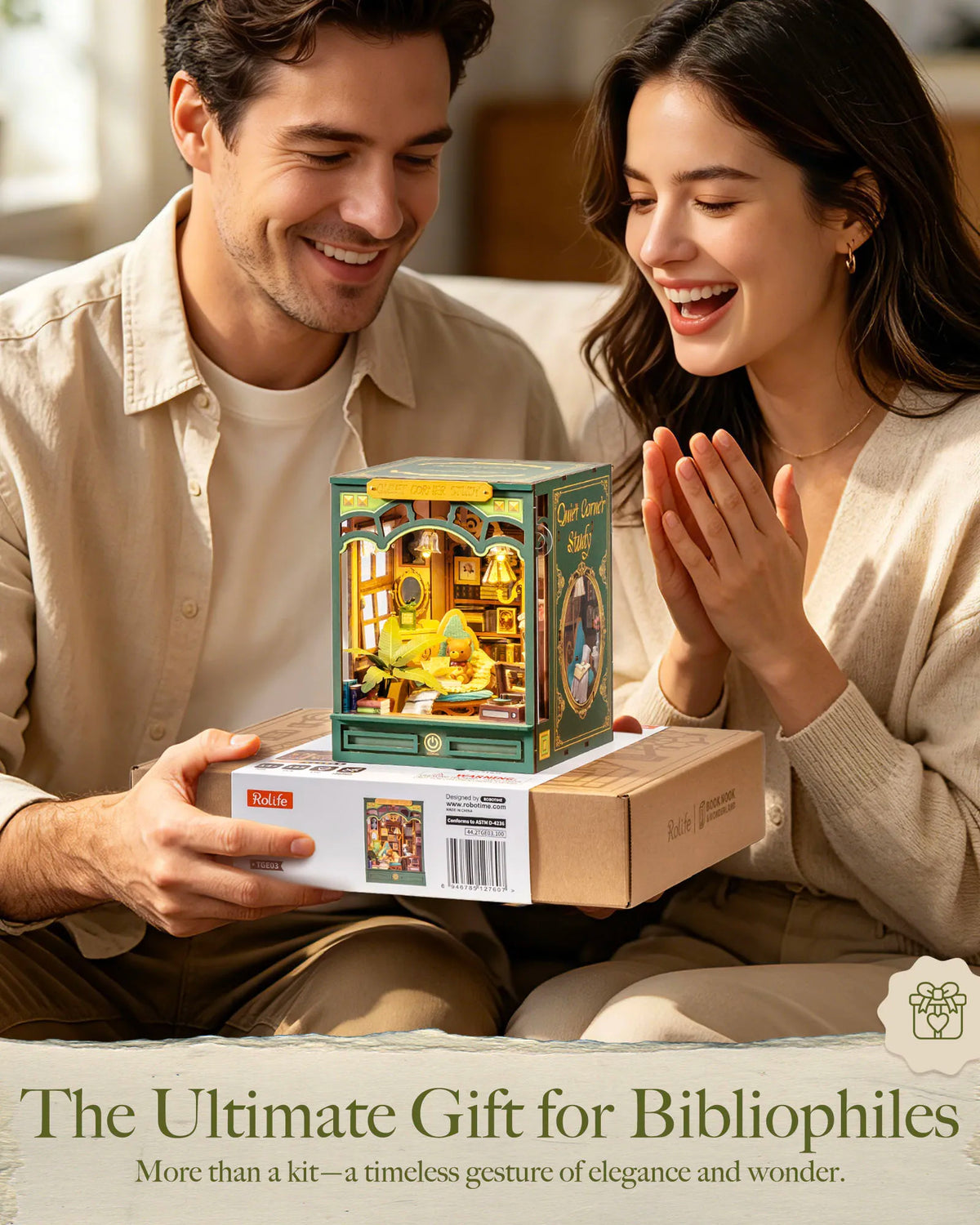 Rolife Quiet Corner Study Book Nook Diy Miniature Model Kit