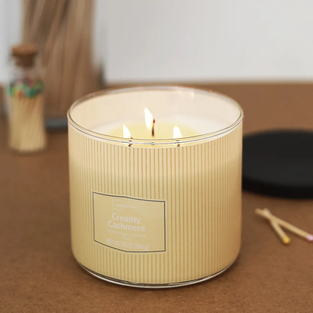 Textured Wrapped Candle Creamy Cashmere Scent Aromatherapy Soy Wax