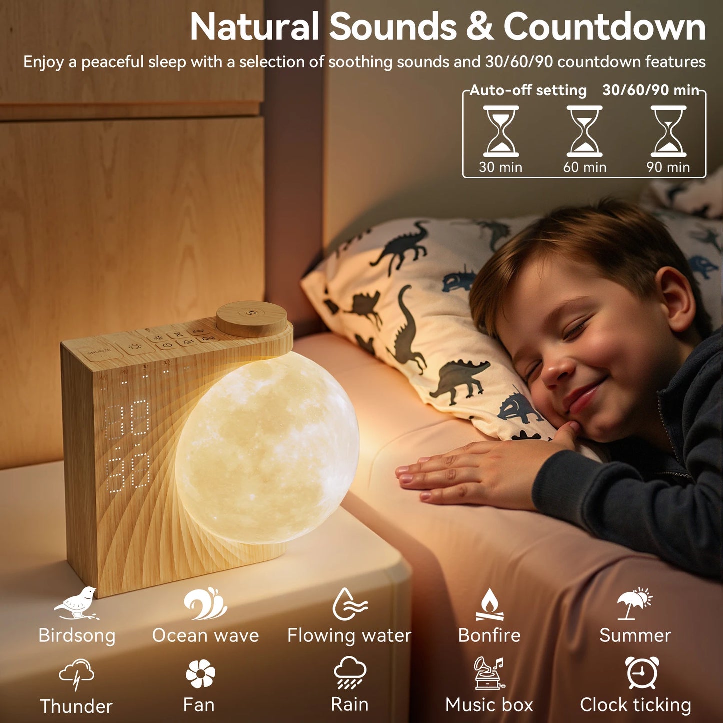 RETEYUNG Sunrise Alarm Clock For Heavy Sleepers With Moonlight
