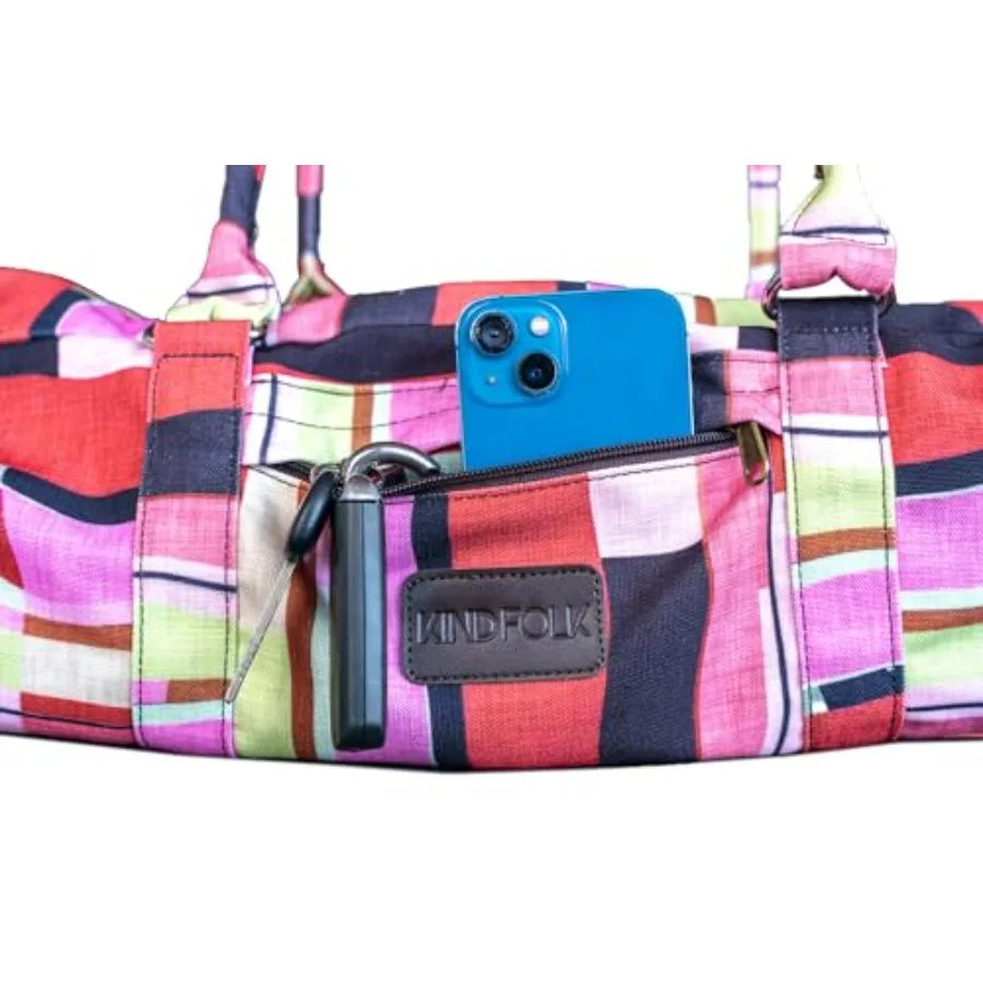 Yoga Mat Duffle Bag Patterned Canvas With Pocket And Zipper