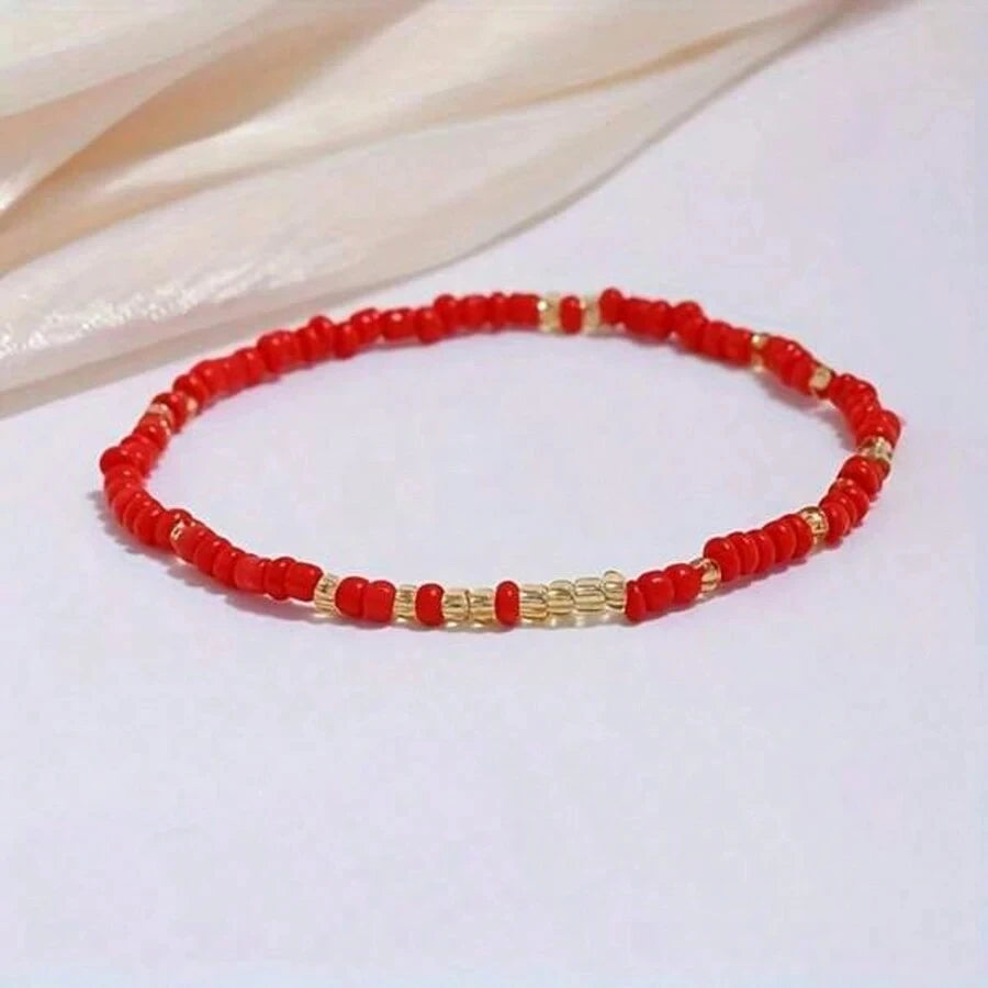 Bohemian Glass Bead Bracelets 17 Pcs Set Unisex Assorted Colors