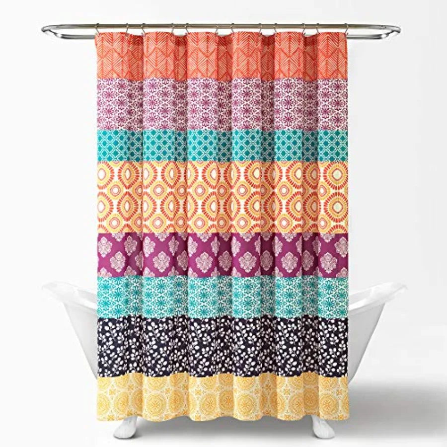 Bohemian Stripe Polyester Shower Curtain Boho Kitchen Bath Decor