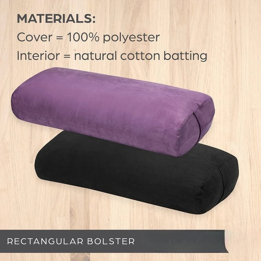 Round Yoga Bolster Pillow, Soft Meditation Cushion for Yoga, Massage and Back Support, Breathable Cotton Fill, Zippered Microfib