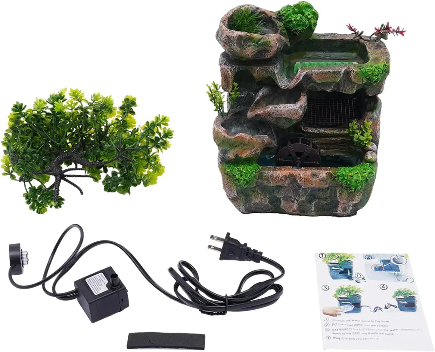 Indoor Tabletop Waterfall Fountain With Auto Pump And LED Light