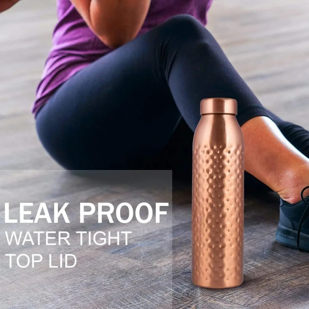 Hammered Copper Water Bottle Pure Copper Ayurvedic Vessel Set