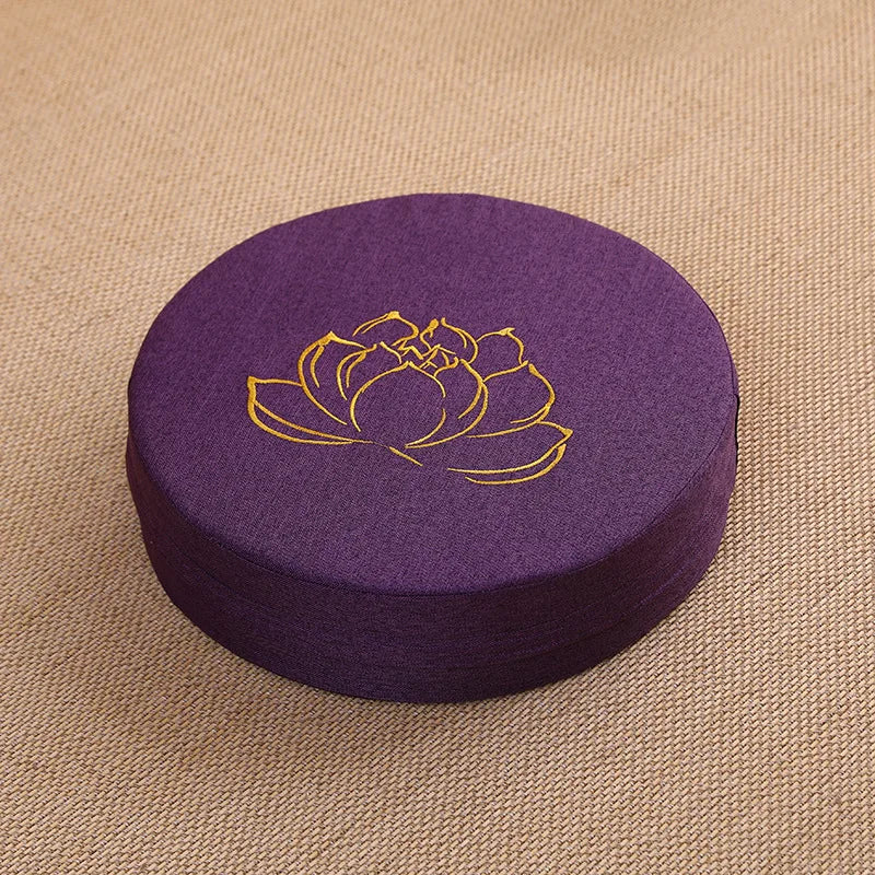 Meditation Linen Cushion Lotus Texture Backrest Pillow