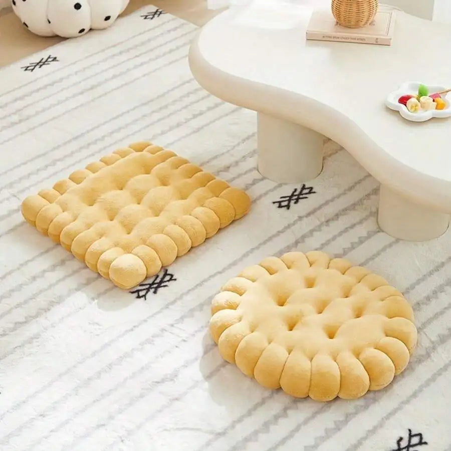 Biscuit Shaped Meditation Cushion Breathable Cotton Floor Pillow