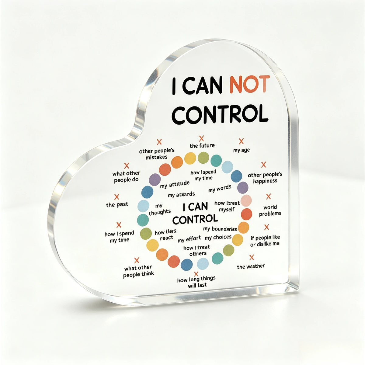 Self Care Heart Acrylic Stand For Mindfulness And Anxiety Relief