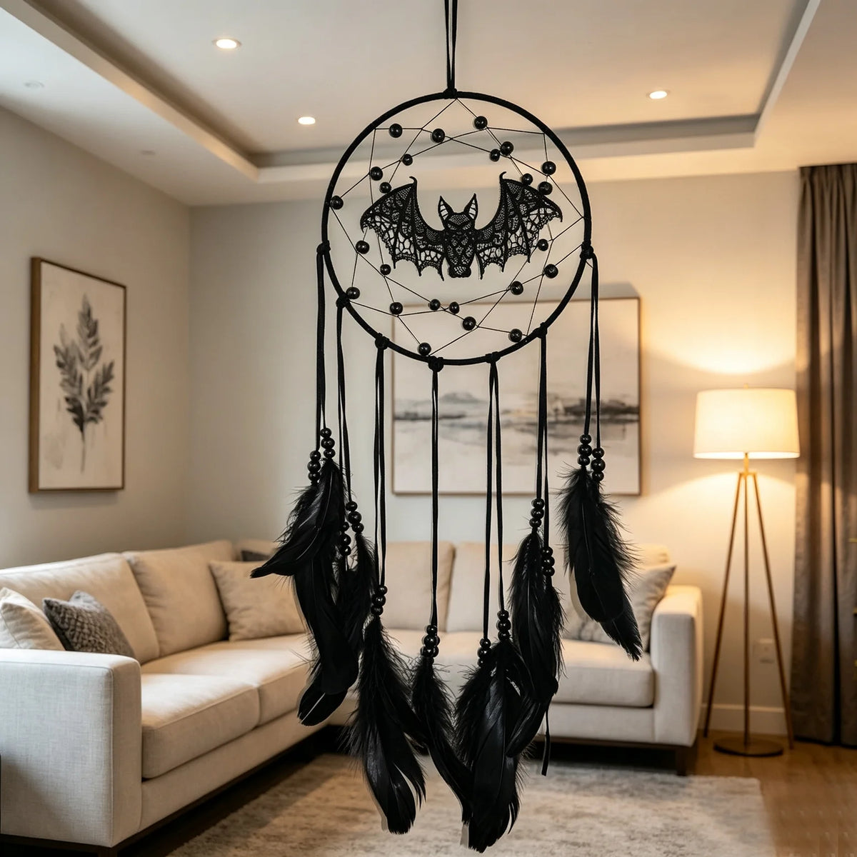 Gothic Bat Dreamcatcher Wall Hanging For Halloween Home Decor