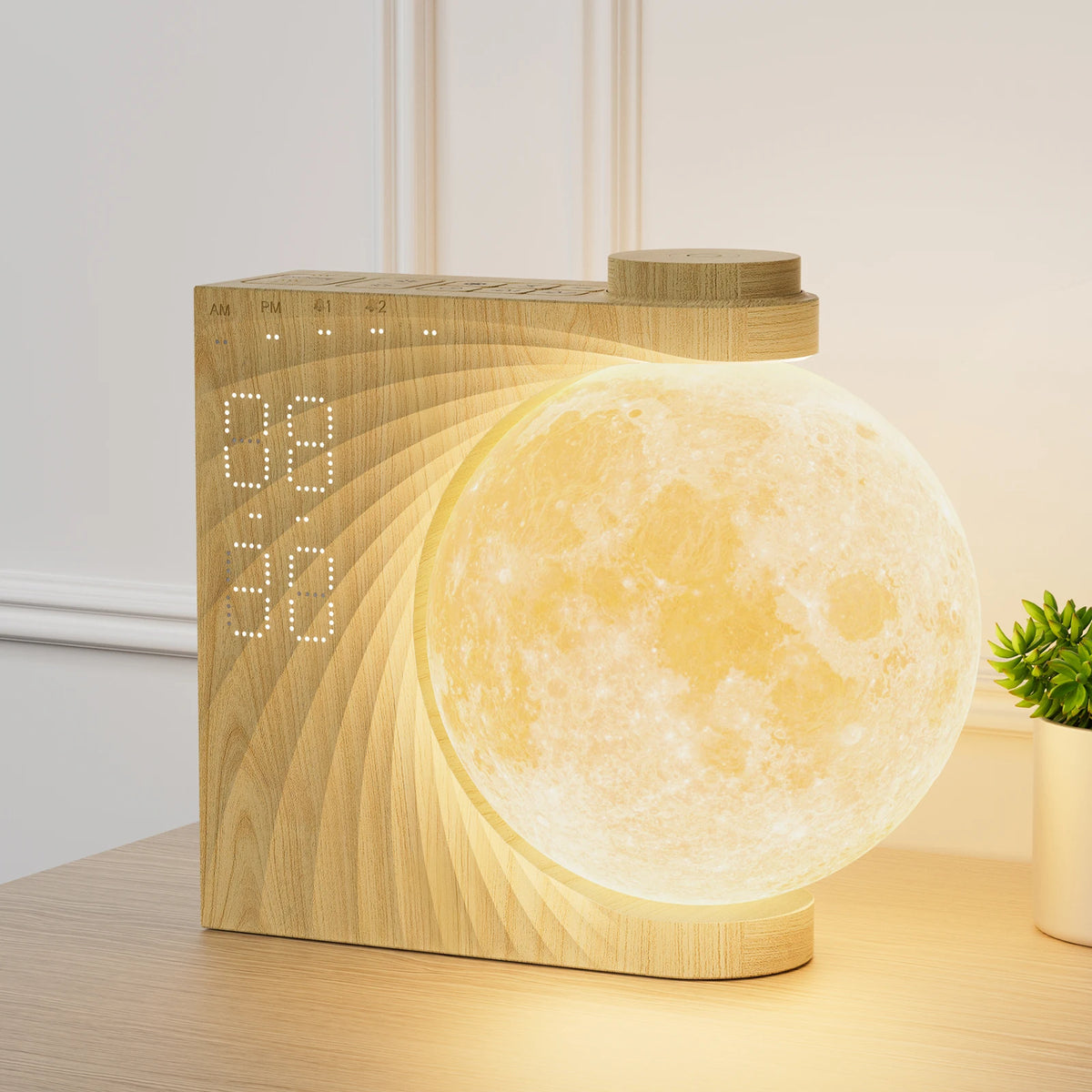 RETEYUNG Moon Lamp Sunrise Alarm Clock With White Noise Sound Machine