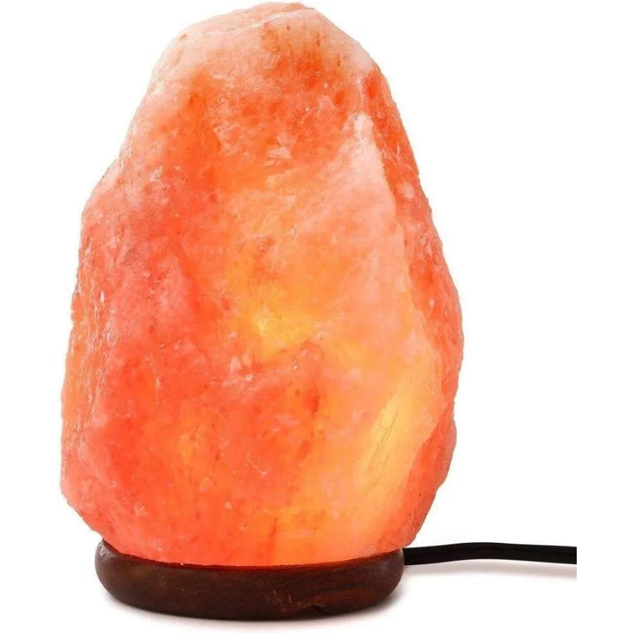 Dimmable Himalayan Salt Lamp With Wooden Base Natural Crystal Glow