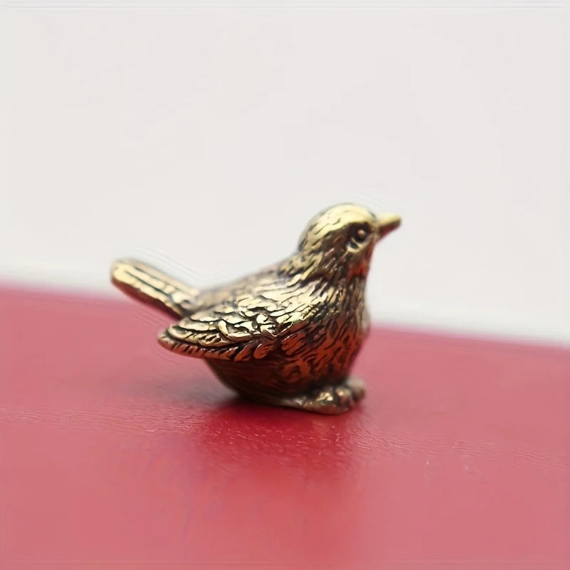 Brass Sparrow Figurine Desktop Tea Pet Home Decoration Gift