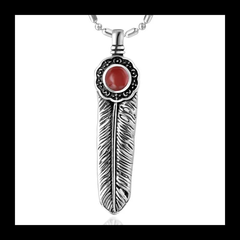 Vintage Jewelry Gothic Style, Cross Feather Round Necklace, Cast Titanium Steel Necklace SP192