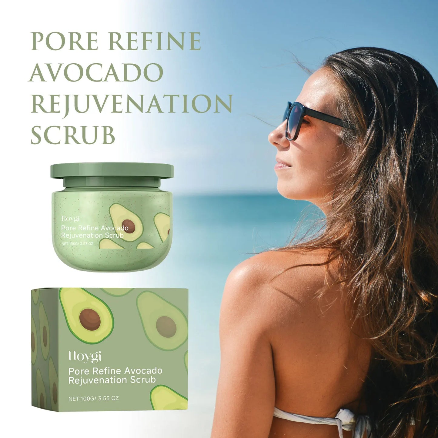 Hoygi Avocado Exfoliating Body Scrub Smooth Skin and Pore Cleanse