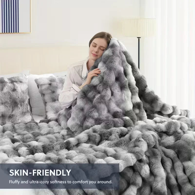 Rosekind Faux Fur Rabbit Blanket Soft Warm Bed Sofa Decor