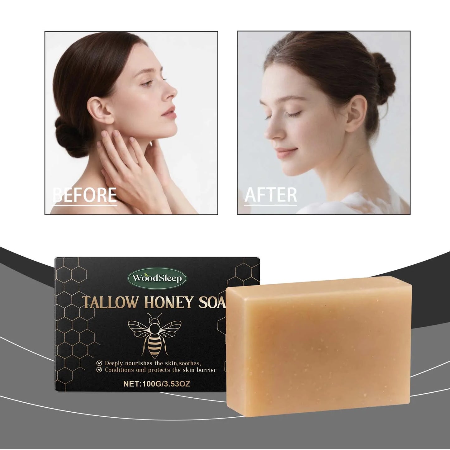 WoodSleep 100g Beef Fat Soap Clean Skin Cleansing Gentle and Pure and Fresh and Comfortable Bath Foam Soap