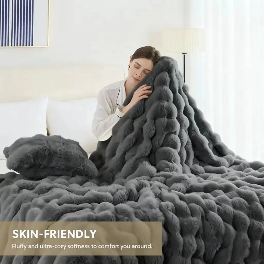 Rosekind Faux Fur Rabbit Blanket Soft Warm Bed Sofa Decor