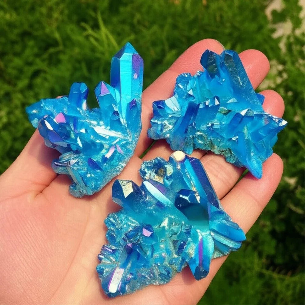 Premium Titanium Aura Quartz Crystal Cluster For Home Decor