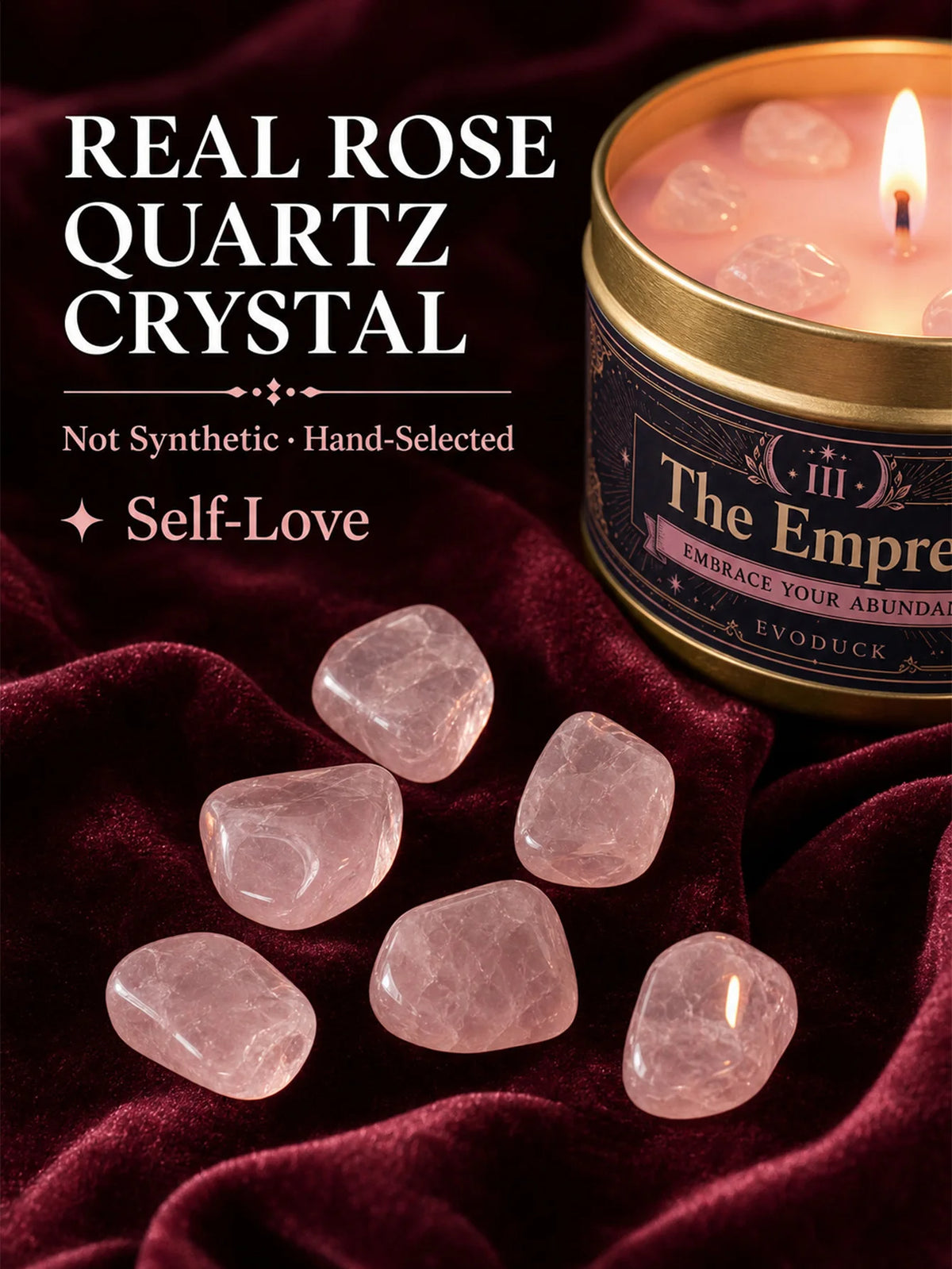 EVODUCK Empress Tarot Scented Candle With Rose Quartz