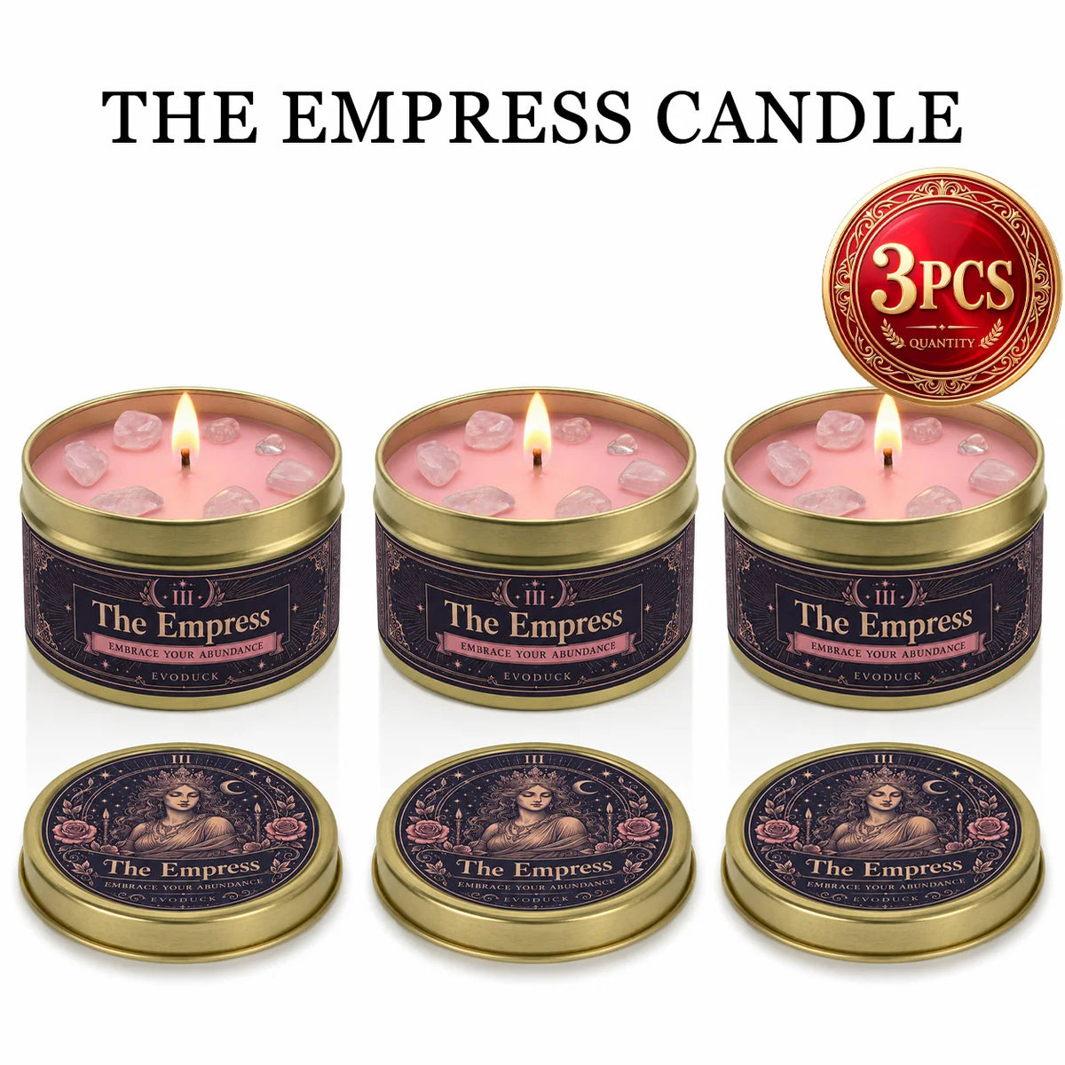 EVODUCK Empress Tarot Scented Candle With Rose Quartz