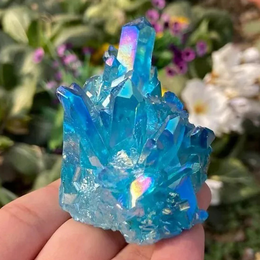 Premium Titanium Aura Quartz Crystal Cluster For Home Decor