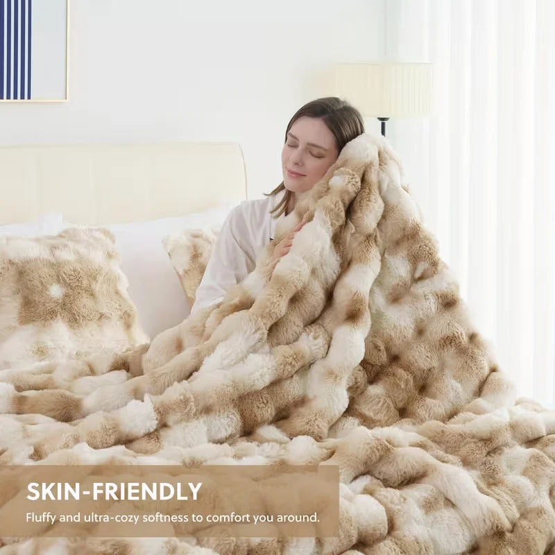 Rosekind Faux Fur Rabbit Blanket Soft Warm Bed Sofa Decor