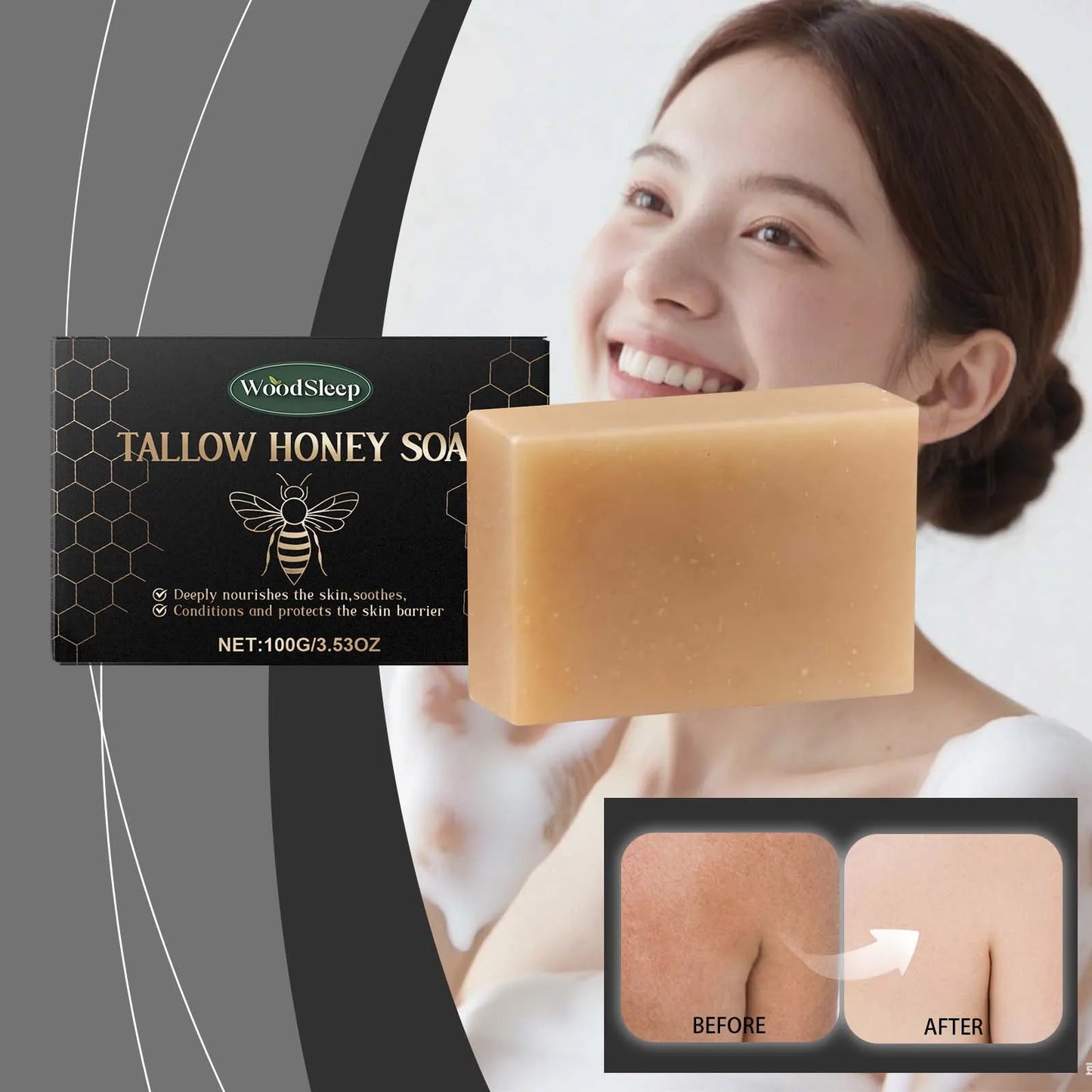 WoodSleep 100g Beef Fat Soap Clean Skin Cleansing Gentle and Pure and Fresh and Comfortable Bath Foam Soap
