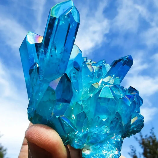 Premium Titanium Aura Quartz Crystal Cluster For Home Decor