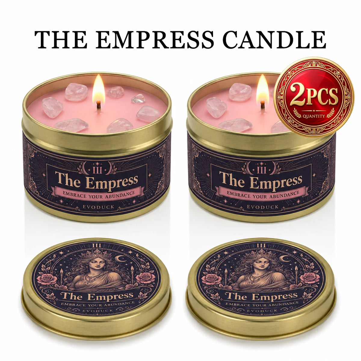 EVODUCK Empress Tarot Scented Candle With Rose Quartz