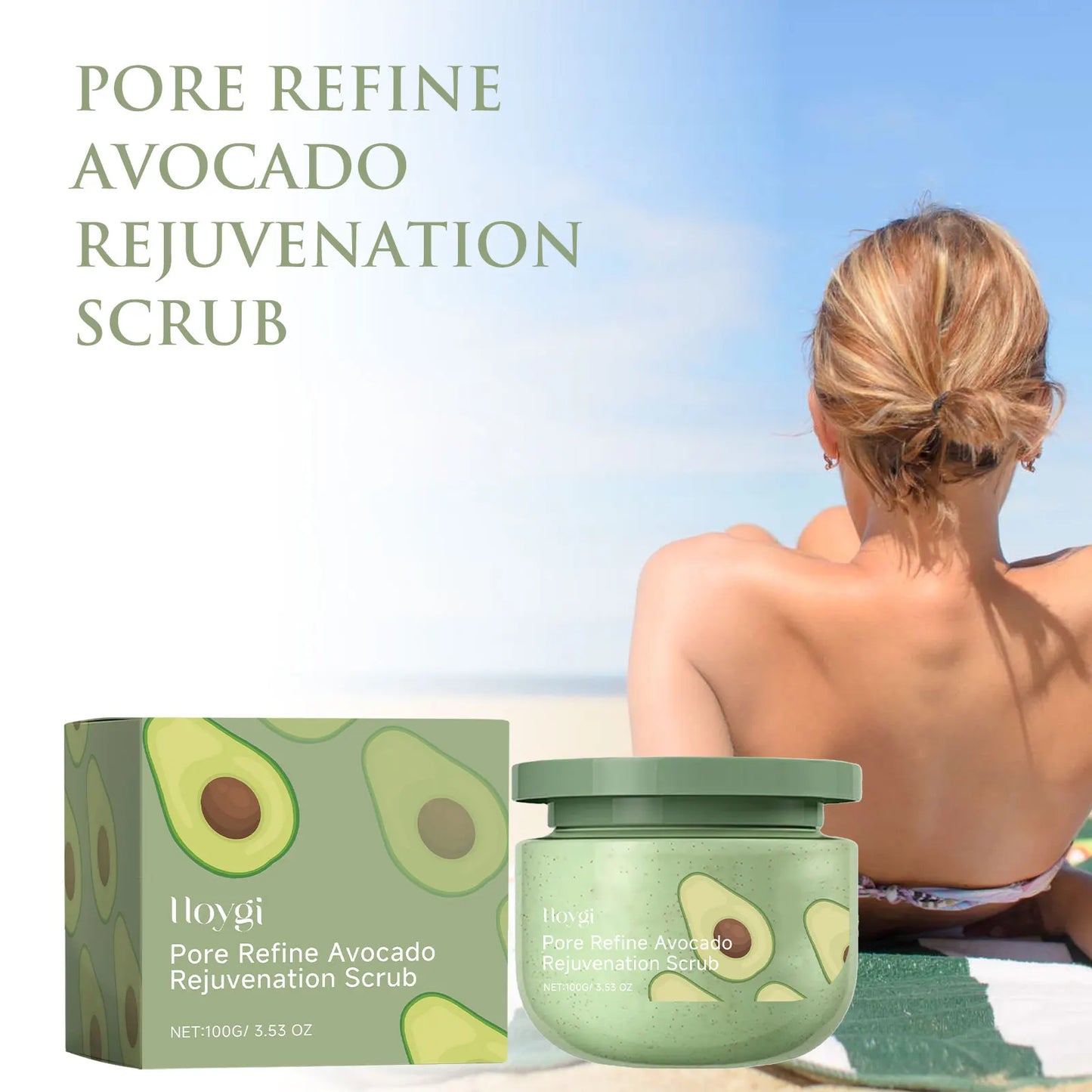 Hoygi Avocado Exfoliating Body Scrub Smooth Skin and Pore Cleanse