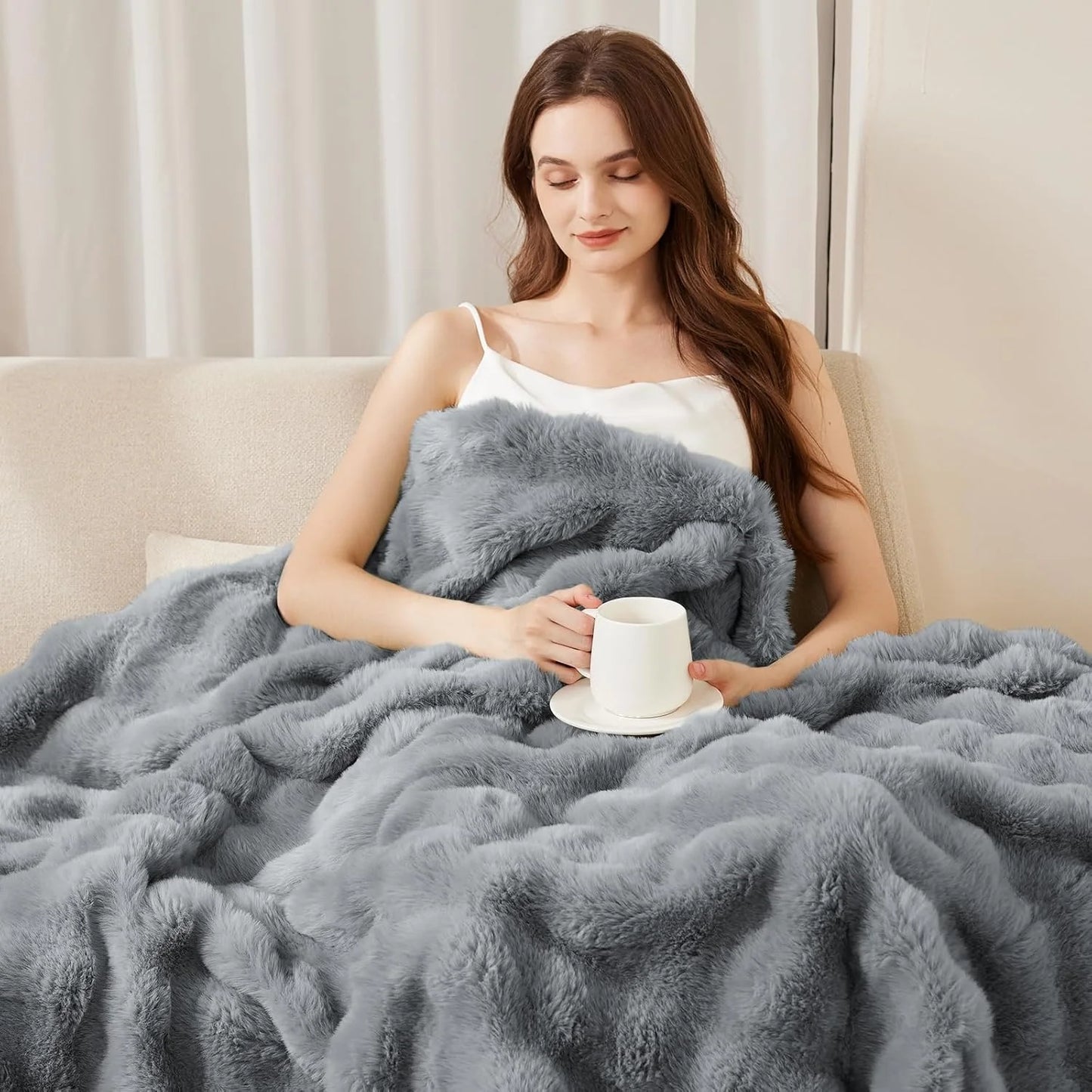 Rosekind Faux Fur Rabbit Blanket Soft Warm Bed Sofa Decor