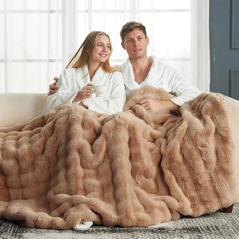 Rosekind Faux Fur Rabbit Blanket Soft Warm Bed Sofa Decor