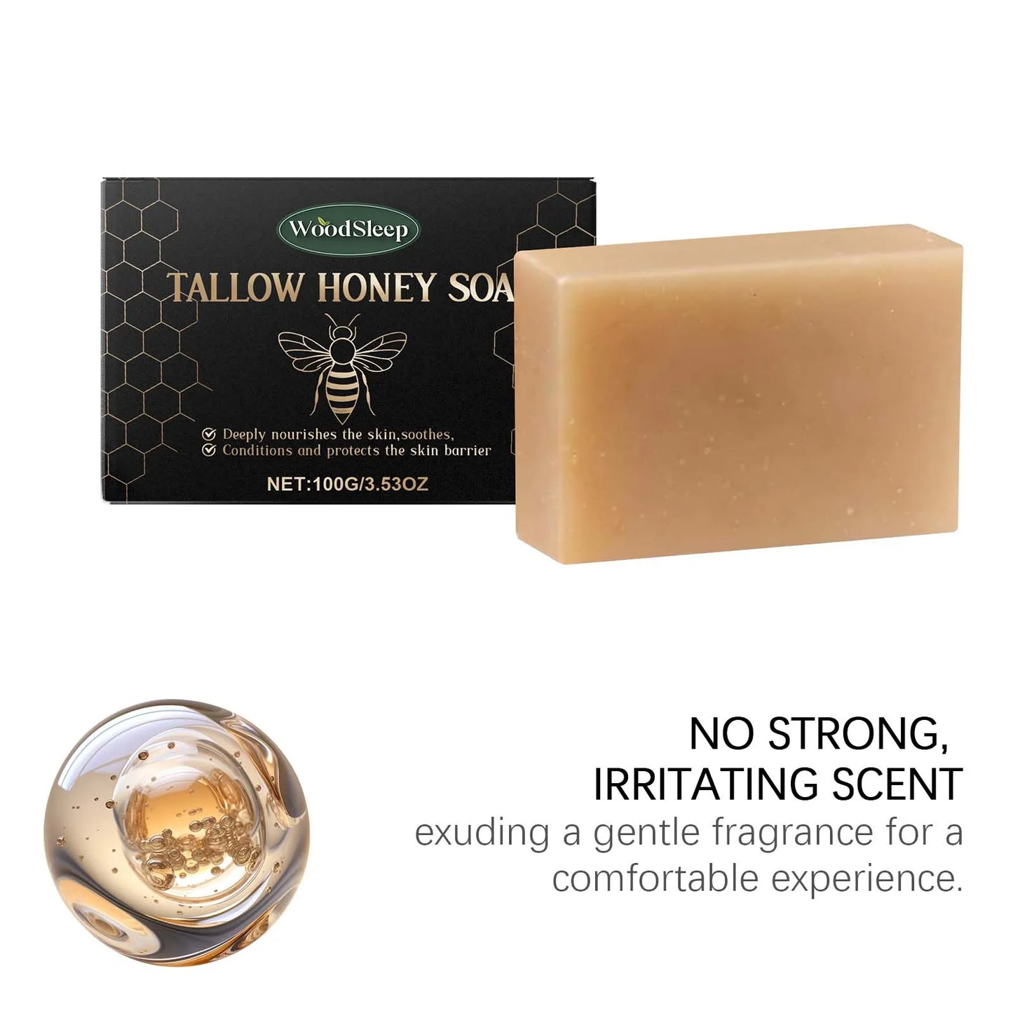 WoodSleep 100g Beef Fat Soap Clean Skin Cleansing Gentle and Pure and Fresh and Comfortable Bath Foam Soap