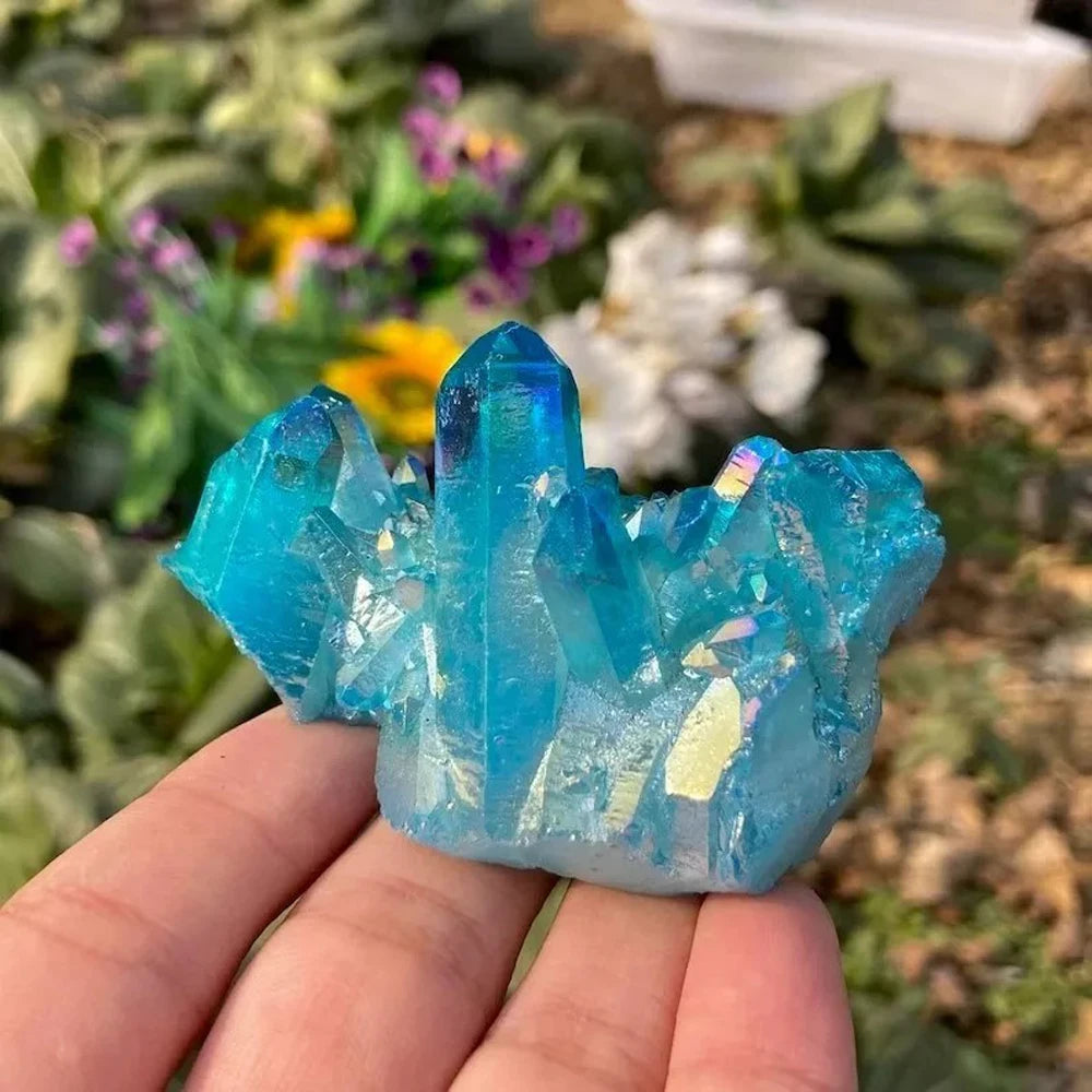 Premium Titanium Aura Quartz Crystal Cluster For Home Decor