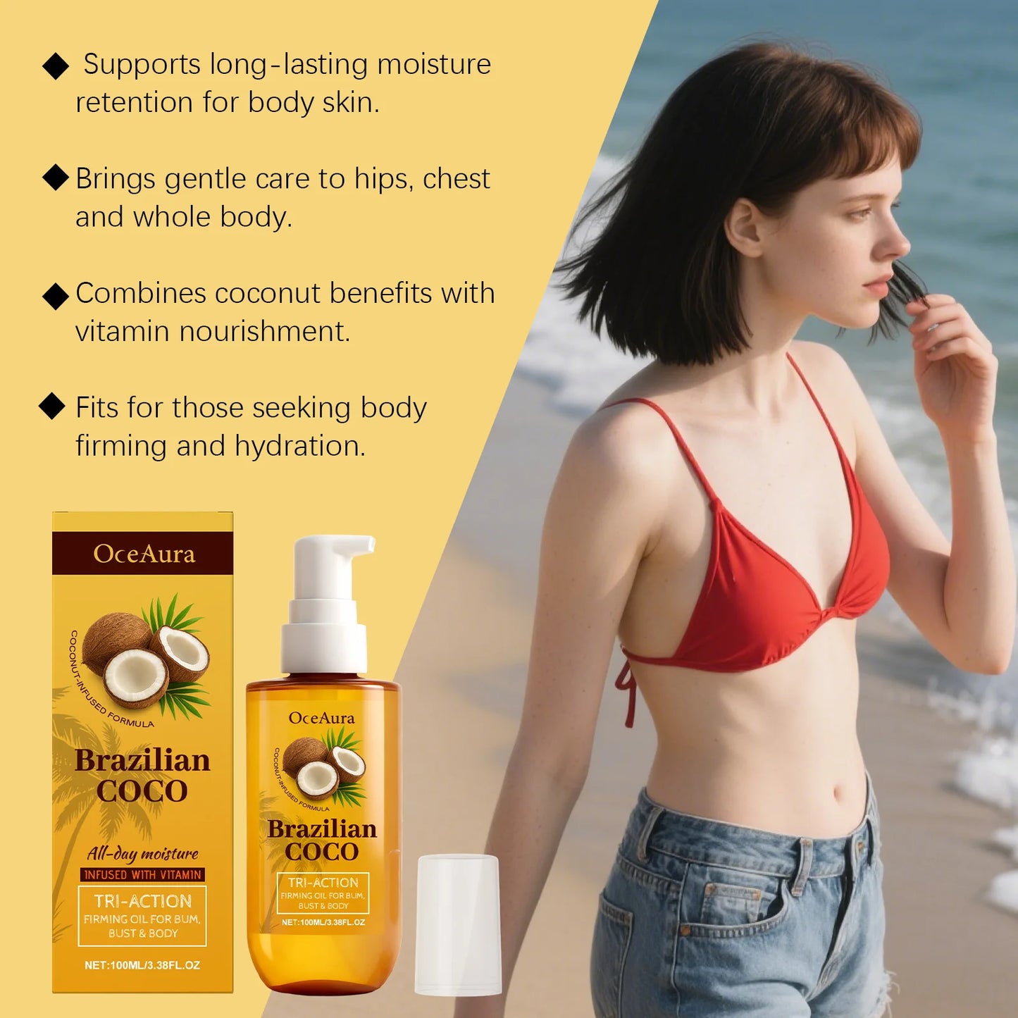 OceAura Coconut Body Moisturizing Oil For Hydrating Dry Skin
