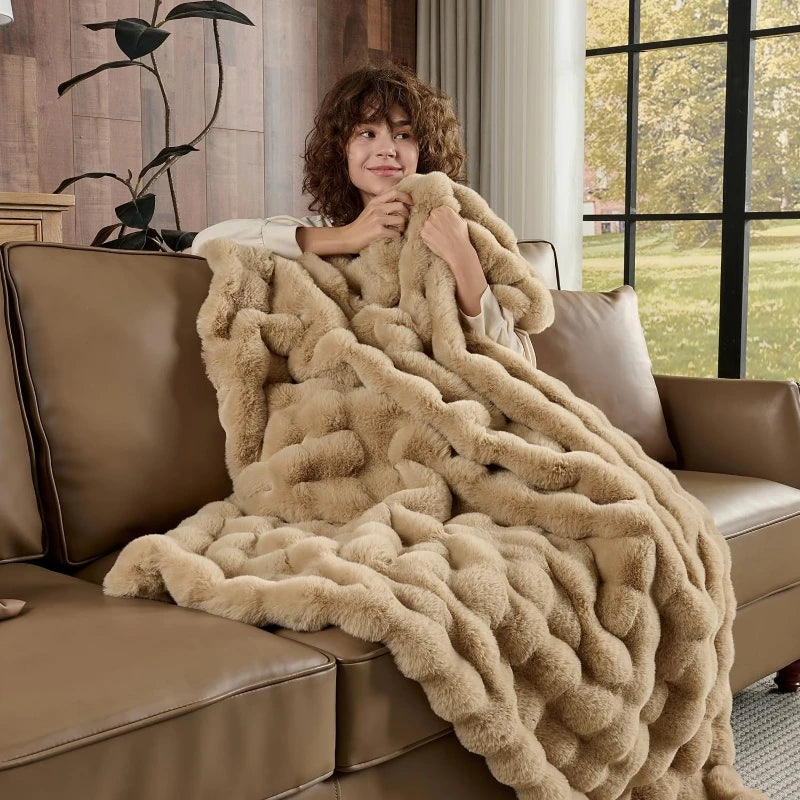 Rosekind Faux Fur Rabbit Blanket Soft Warm Bed Sofa Decor