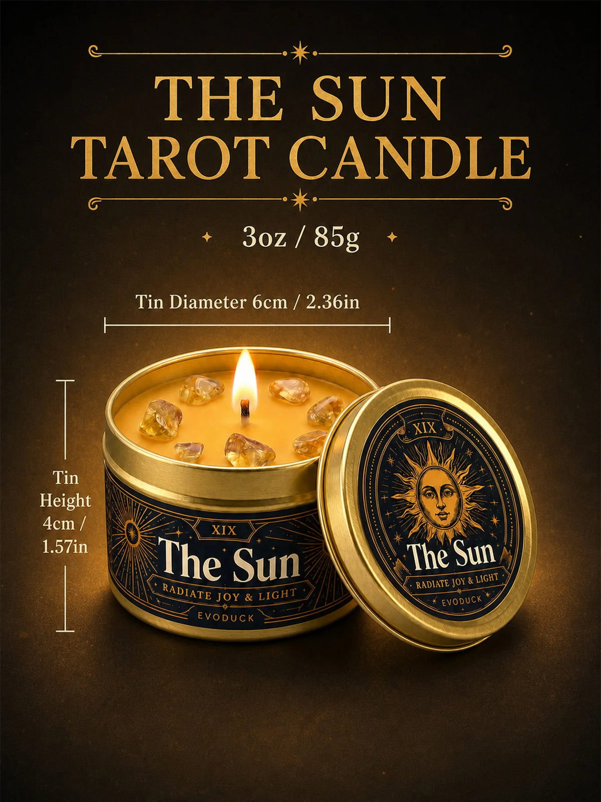 Evoduck Chariot Tarot Candle For Spiritual Ritual Motivation