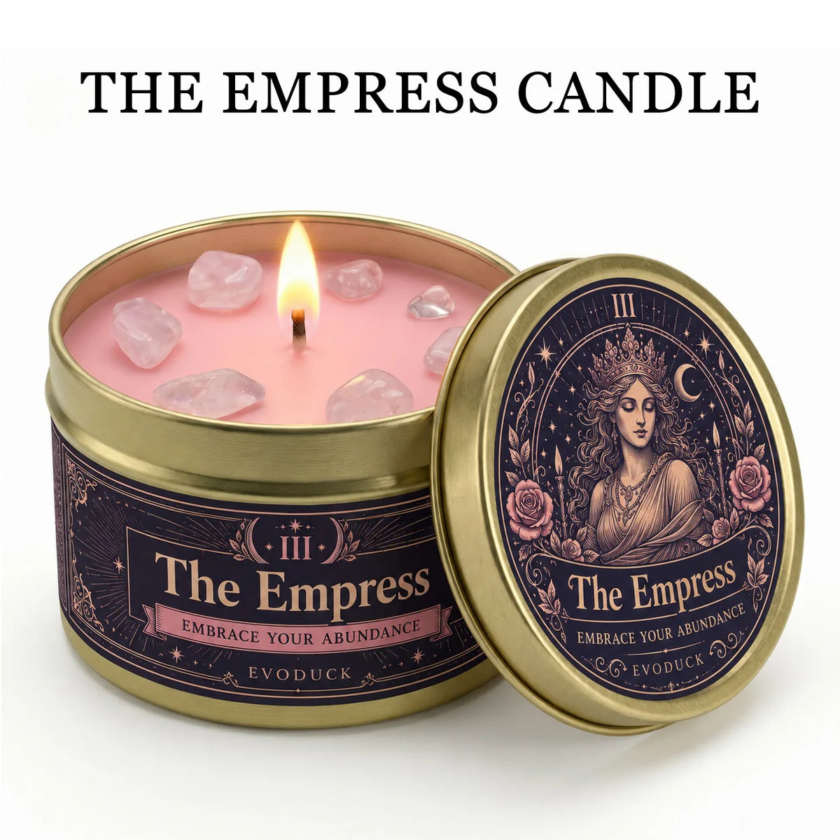 EVODUCK Empress Tarot Scented Candle With Rose Quartz