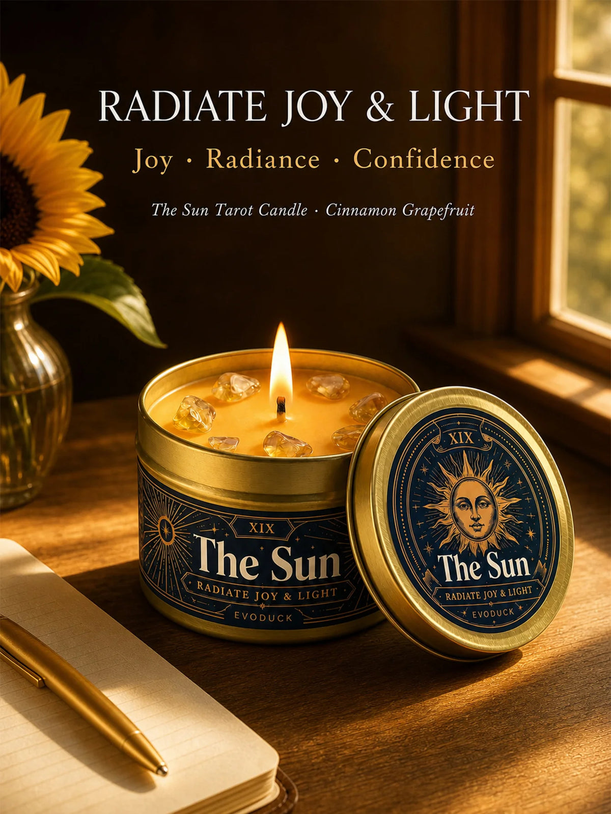 Evoduck Chariot Tarot Candle For Spiritual Ritual Motivation