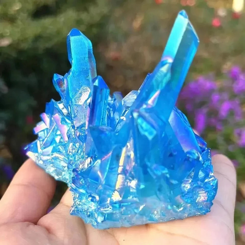 Premium Titanium Aura Quartz Crystal Cluster For Home Decor