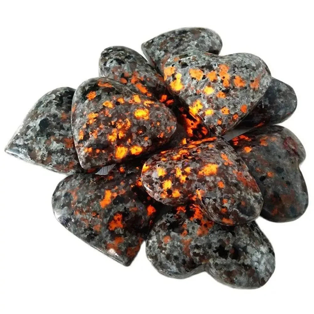 Natural Yooperlite Heart Stone UV Reactive Glowing Gemstone Crystal