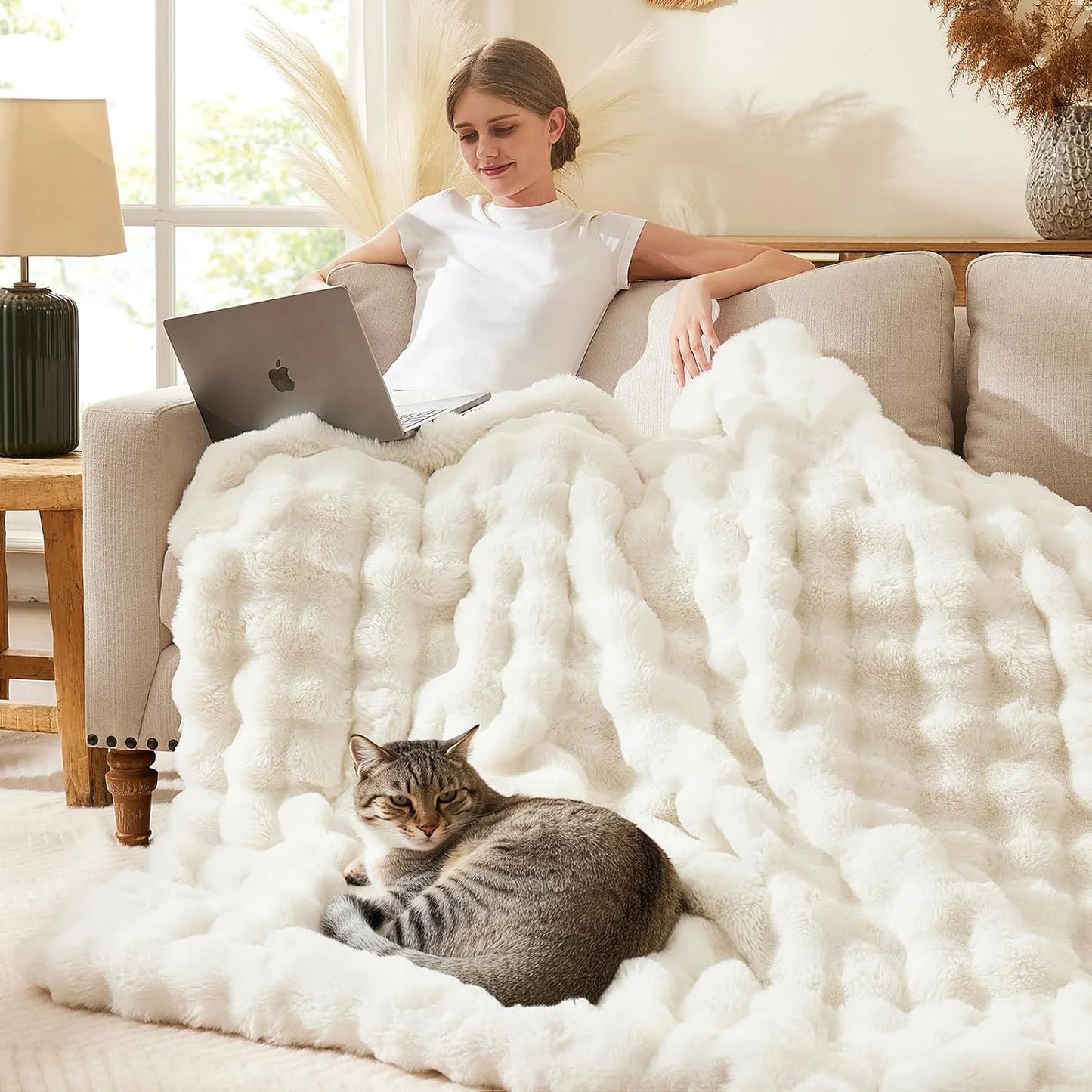 Rosekind Faux Fur Rabbit Blanket Soft Warm Bed Sofa Decor
