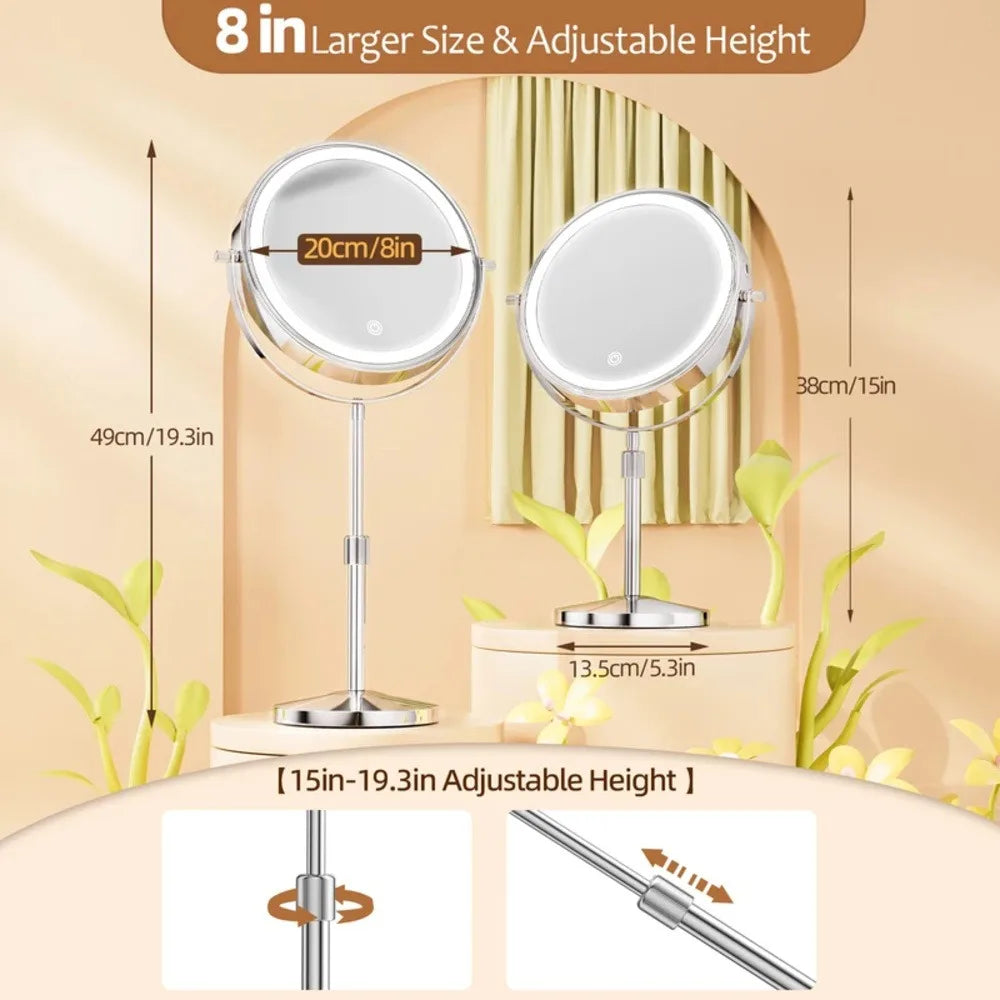 Lighted Makeup Mirror 1x 10x HD Magnifying With Touch Control Tabletop Vanity