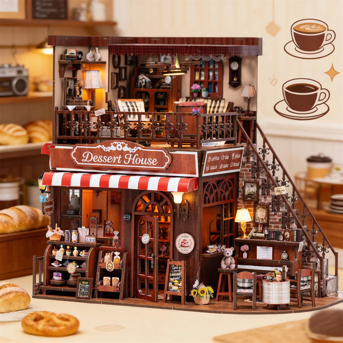 Aslowsnail Handcrafted Wooden Cake Shop Book Nook Kit