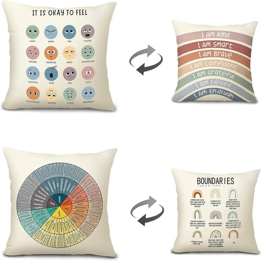 Feelings Wheel Pillow Dual Sided Printed For Emotional Awareness
