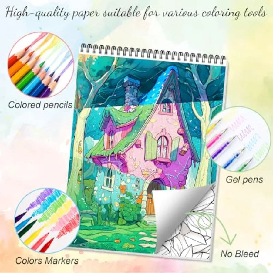 Adult Coloring Book for Women Relaxation Spiral Bound One Sided