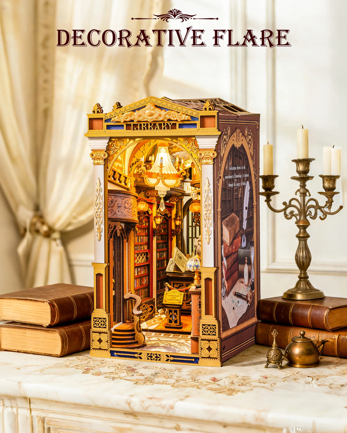 Rolife Library Of Wonders Book Nook 3D Wooden Puzzle Kit